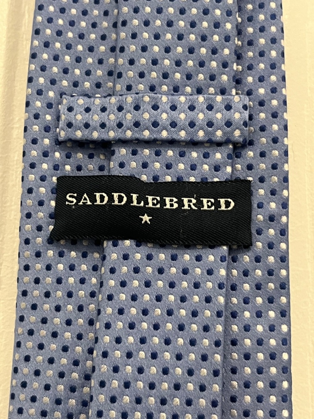 Saddlebred Light Blue Dotted Silk Tie 60”L, 3.5W